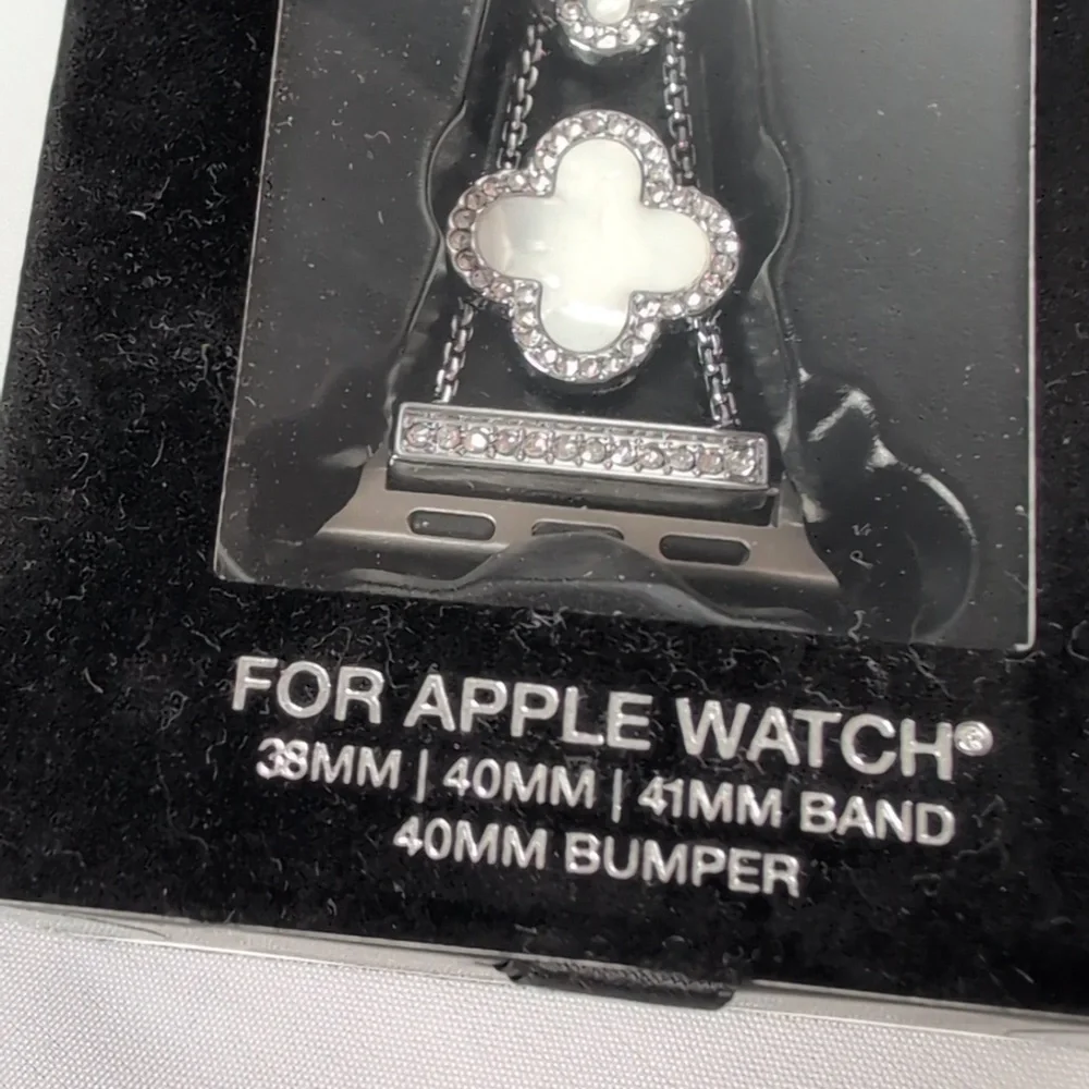 BCBG Silver Tone Clover Apple Watch Band Adjustable 38/40/41 MM